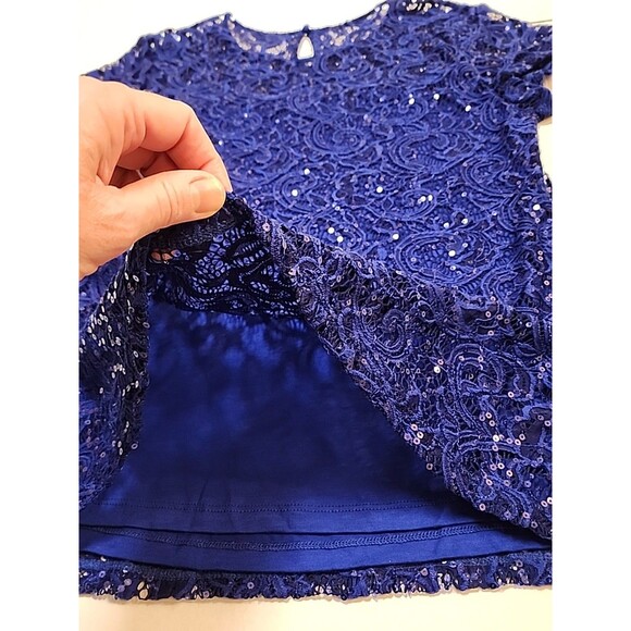 International Concepts Blue Sequin Top Size Large Sparkly Party Formal - Picture 6 of 6